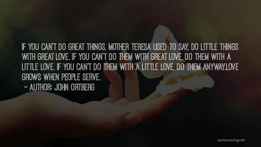 John Ortberg Quotes: If You Can't Do Great Things, Mother Teresa Used To Say, Do Little Things With Great Love. If You Can't