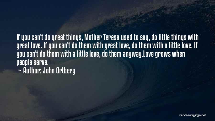 John Ortberg Quotes: If You Can't Do Great Things, Mother Teresa Used To Say, Do Little Things With Great Love. If You Can't