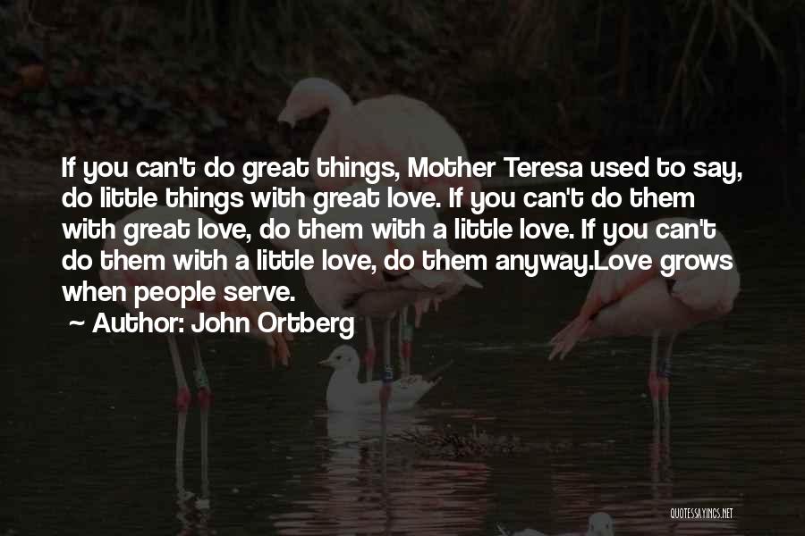 John Ortberg Quotes: If You Can't Do Great Things, Mother Teresa Used To Say, Do Little Things With Great Love. If You Can't