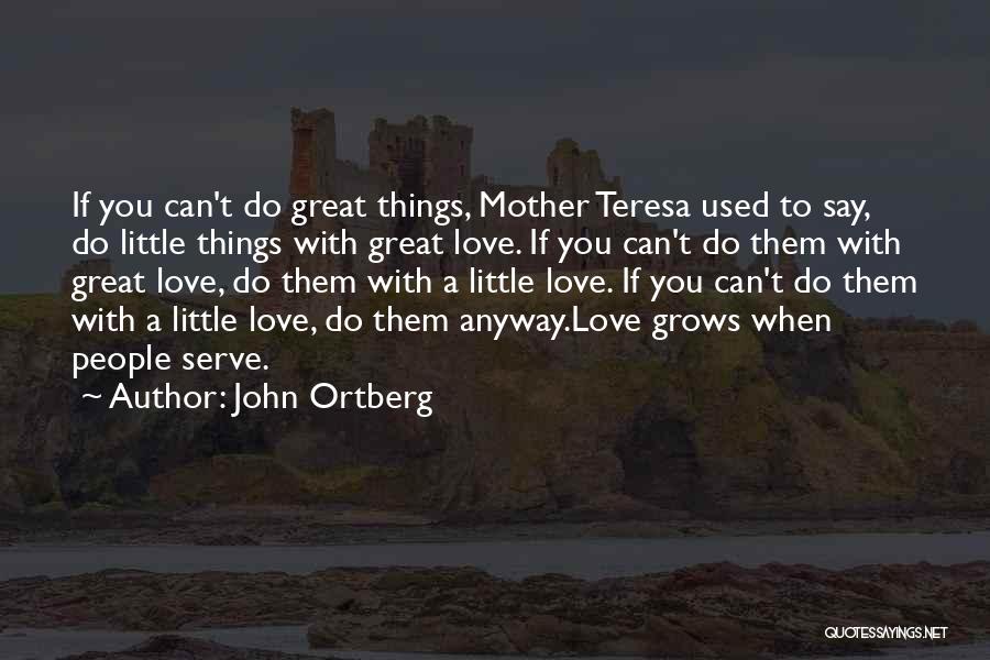 John Ortberg Quotes: If You Can't Do Great Things, Mother Teresa Used To Say, Do Little Things With Great Love. If You Can't