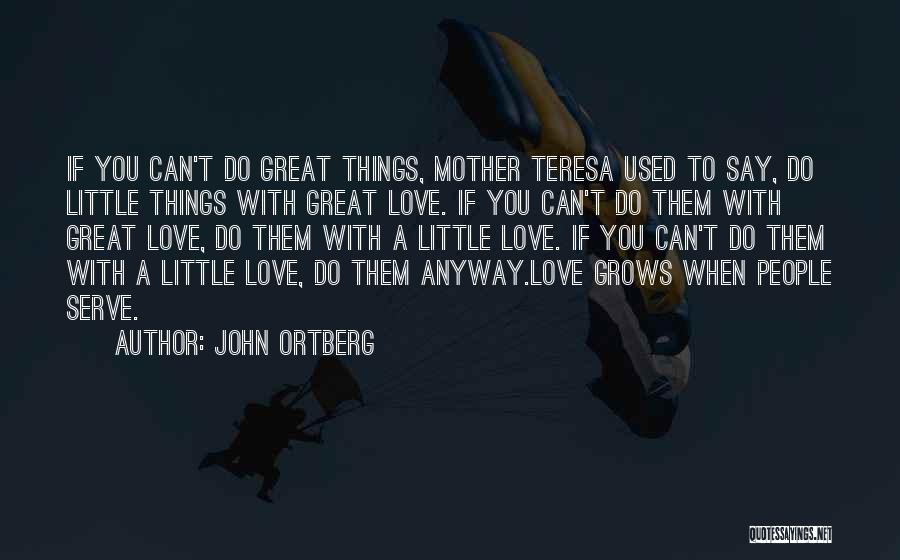 John Ortberg Quotes: If You Can't Do Great Things, Mother Teresa Used To Say, Do Little Things With Great Love. If You Can't