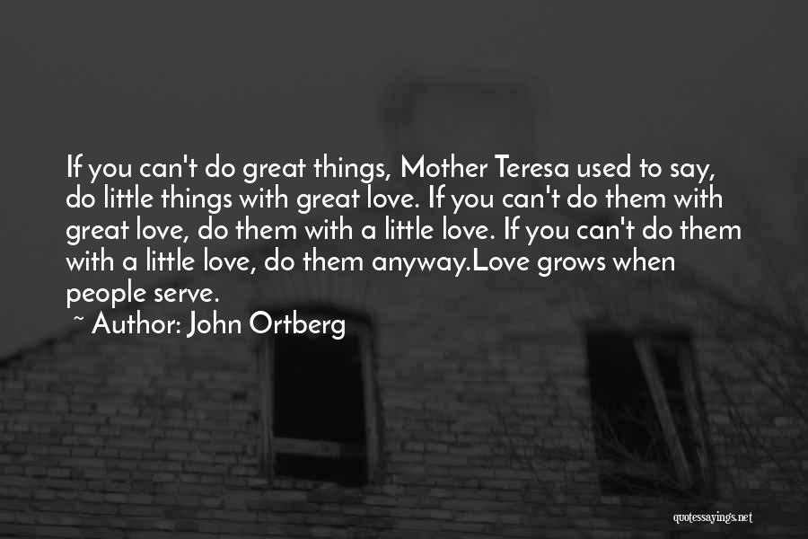 John Ortberg Quotes: If You Can't Do Great Things, Mother Teresa Used To Say, Do Little Things With Great Love. If You Can't