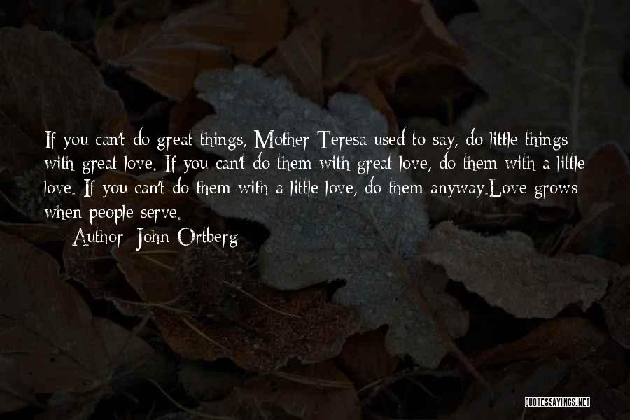 John Ortberg Quotes: If You Can't Do Great Things, Mother Teresa Used To Say, Do Little Things With Great Love. If You Can't