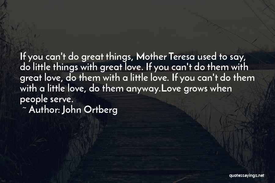 John Ortberg Quotes: If You Can't Do Great Things, Mother Teresa Used To Say, Do Little Things With Great Love. If You Can't