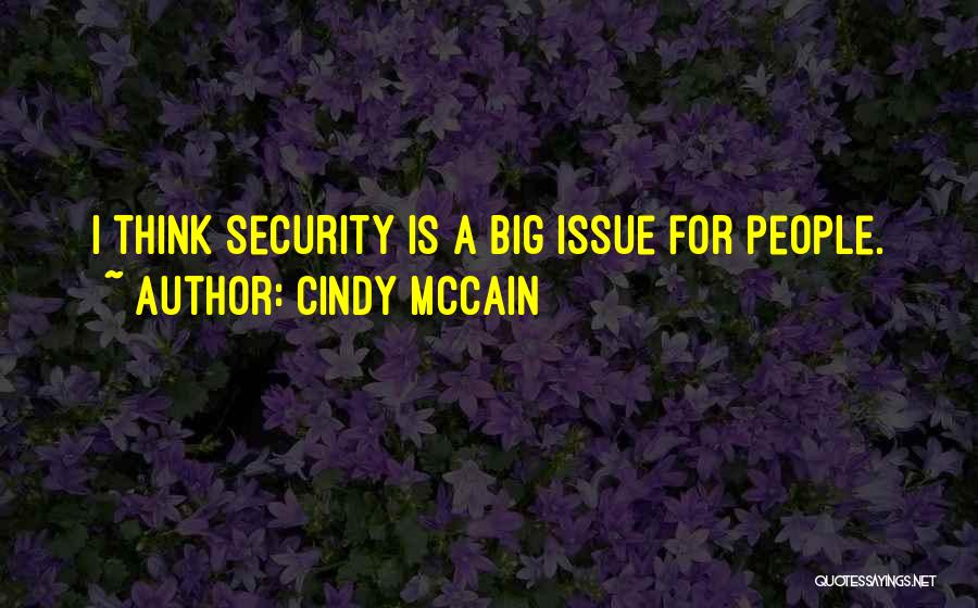 Cindy McCain Quotes: I Think Security Is A Big Issue For People.