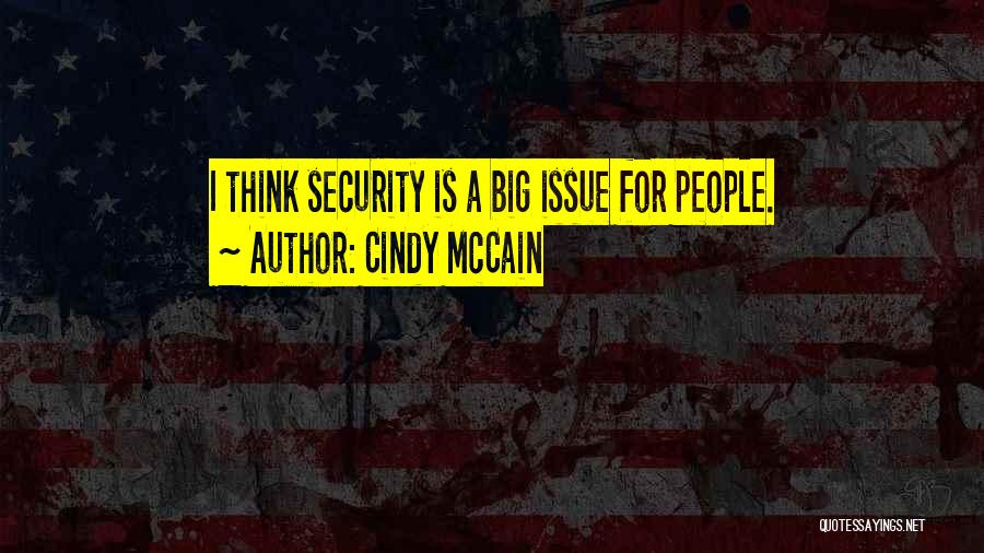 Cindy McCain Quotes: I Think Security Is A Big Issue For People.