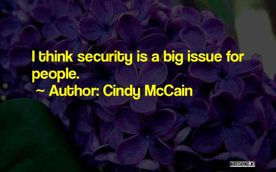 Cindy McCain Quotes: I Think Security Is A Big Issue For People.
