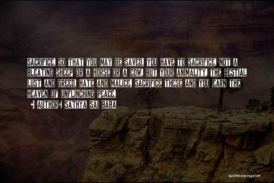 Sathya Sai Baba Quotes: Sacrifice, So That You May Be Saved. You Have To Sacrifice, Not A Bleating Sheep Or A Horse Or A