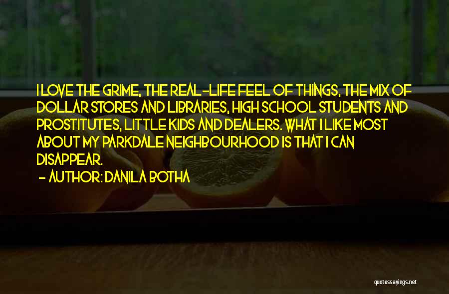 Danila Botha Quotes: I Love The Grime, The Real-life Feel Of Things, The Mix Of Dollar Stores And Libraries, High School Students And