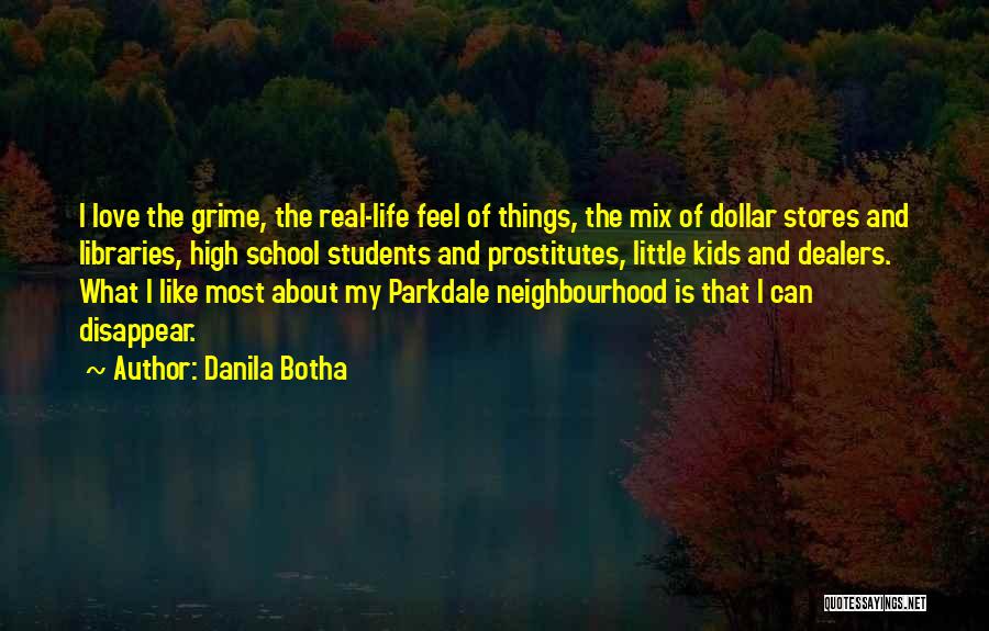 Danila Botha Quotes: I Love The Grime, The Real-life Feel Of Things, The Mix Of Dollar Stores And Libraries, High School Students And