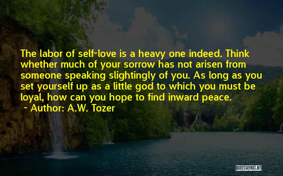 A.W. Tozer Quotes: The Labor Of Self-love Is A Heavy One Indeed. Think Whether Much Of Your Sorrow Has Not Arisen From Someone