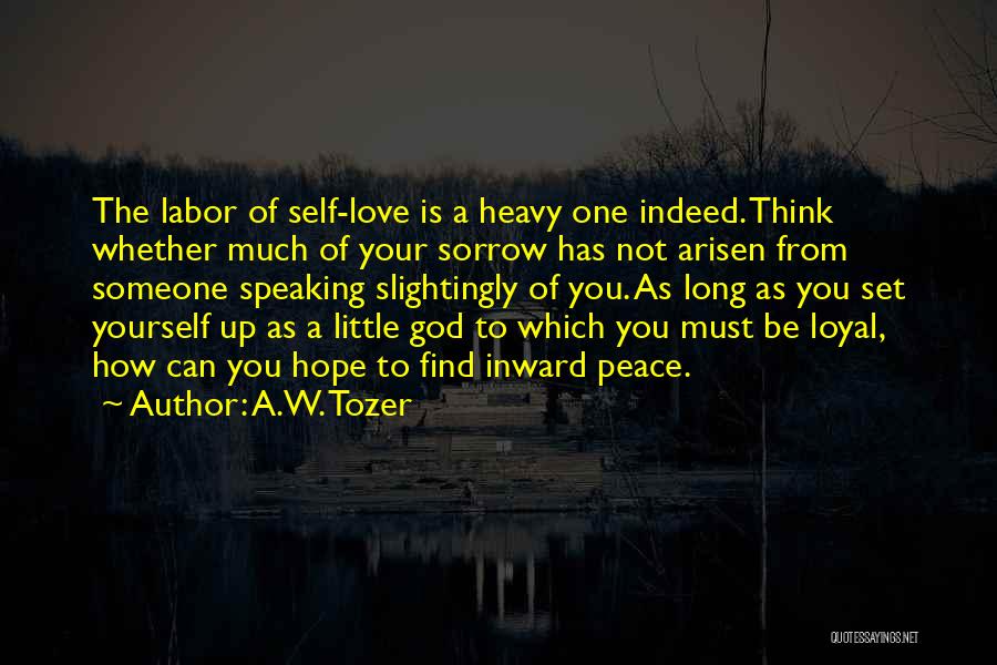 A.W. Tozer Quotes: The Labor Of Self-love Is A Heavy One Indeed. Think Whether Much Of Your Sorrow Has Not Arisen From Someone