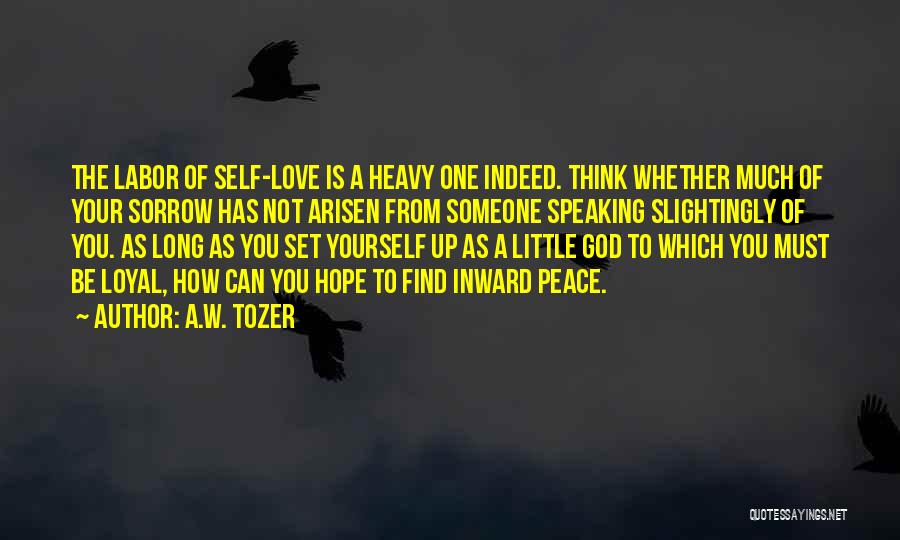 A.W. Tozer Quotes: The Labor Of Self-love Is A Heavy One Indeed. Think Whether Much Of Your Sorrow Has Not Arisen From Someone