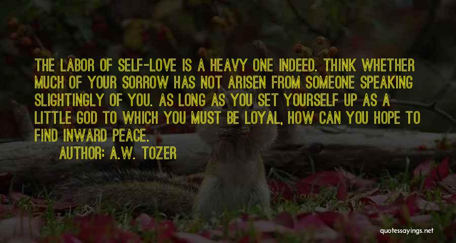 A.W. Tozer Quotes: The Labor Of Self-love Is A Heavy One Indeed. Think Whether Much Of Your Sorrow Has Not Arisen From Someone