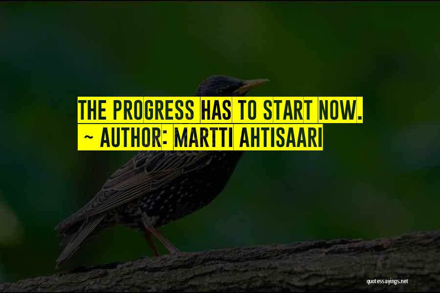Martti Ahtisaari Quotes: The Progress Has To Start Now.