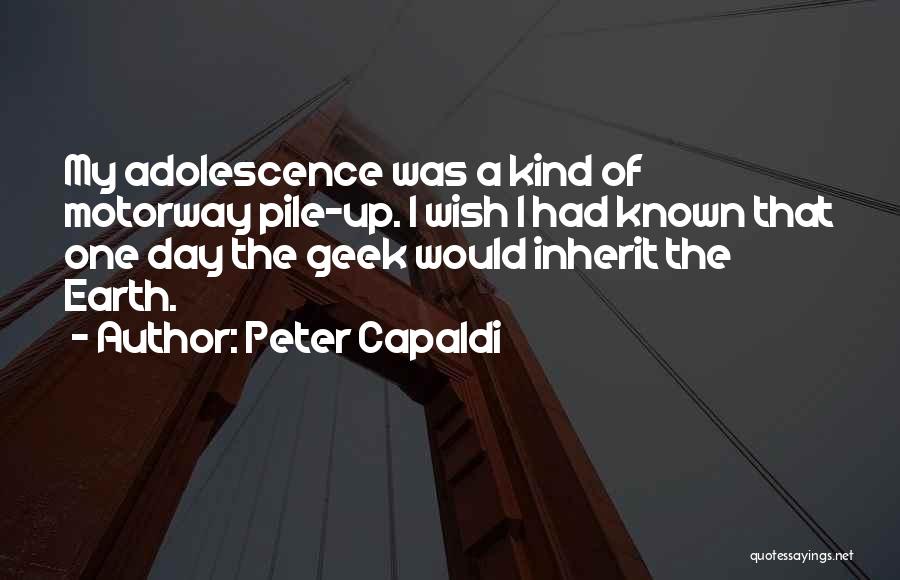 Peter Capaldi Quotes: My Adolescence Was A Kind Of Motorway Pile-up. I Wish I Had Known That One Day The Geek Would Inherit