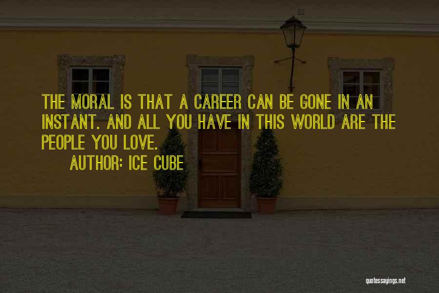 Ice Cube Quotes: The Moral Is That A Career Can Be Gone In An Instant. And All You Have In This World Are