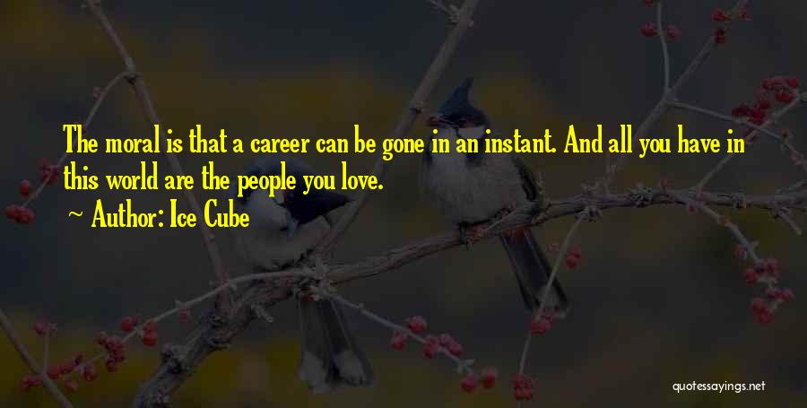 Ice Cube Quotes: The Moral Is That A Career Can Be Gone In An Instant. And All You Have In This World Are