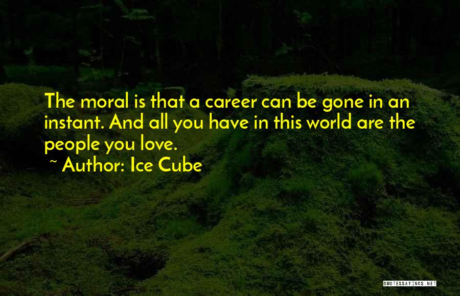 Ice Cube Quotes: The Moral Is That A Career Can Be Gone In An Instant. And All You Have In This World Are
