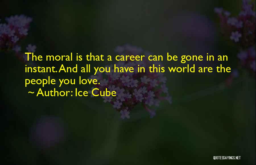 Ice Cube Quotes: The Moral Is That A Career Can Be Gone In An Instant. And All You Have In This World Are