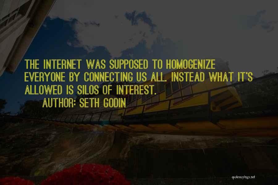 Seth Godin Quotes: The Internet Was Supposed To Homogenize Everyone By Connecting Us All. Instead What It's Allowed Is Silos Of Interest.