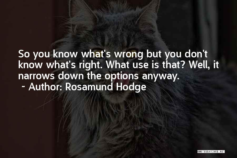 Rosamund Hodge Quotes: So You Know What's Wrong But You Don't Know What's Right. What Use Is That? Well, It Narrows Down The