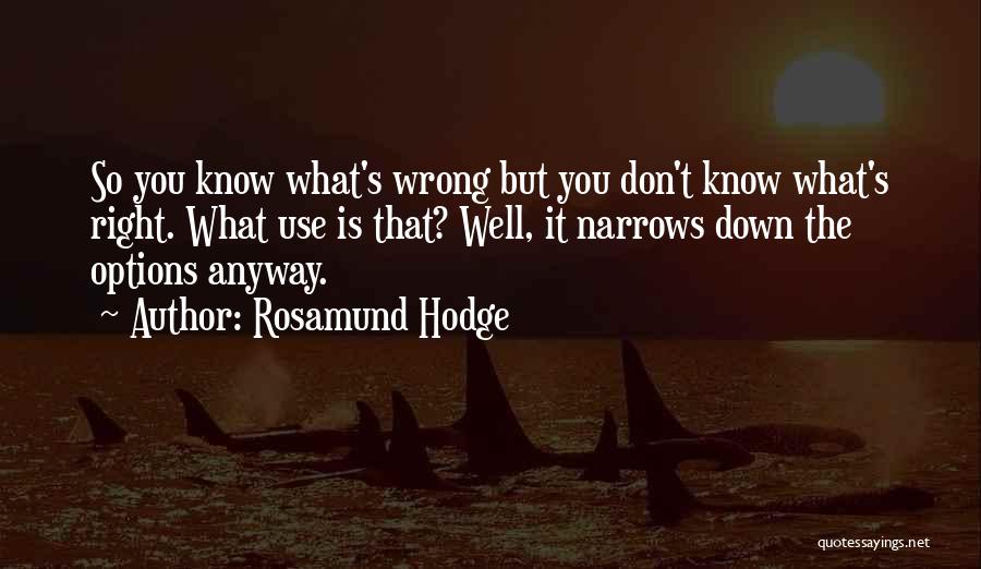 Rosamund Hodge Quotes: So You Know What's Wrong But You Don't Know What's Right. What Use Is That? Well, It Narrows Down The