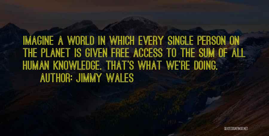 Jimmy Wales Quotes: Imagine A World In Which Every Single Person On The Planet Is Given Free Access To The Sum Of All