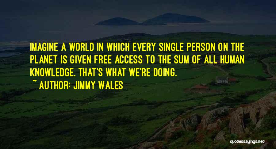 Jimmy Wales Quotes: Imagine A World In Which Every Single Person On The Planet Is Given Free Access To The Sum Of All