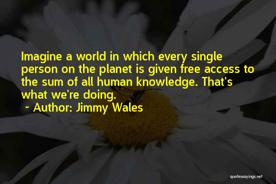 Jimmy Wales Quotes: Imagine A World In Which Every Single Person On The Planet Is Given Free Access To The Sum Of All