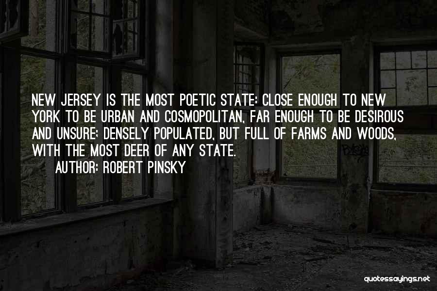 Robert Pinsky Quotes: New Jersey Is The Most Poetic State: Close Enough To New York To Be Urban And Cosmopolitan, Far Enough To