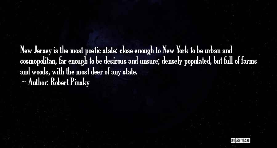 Robert Pinsky Quotes: New Jersey Is The Most Poetic State: Close Enough To New York To Be Urban And Cosmopolitan, Far Enough To