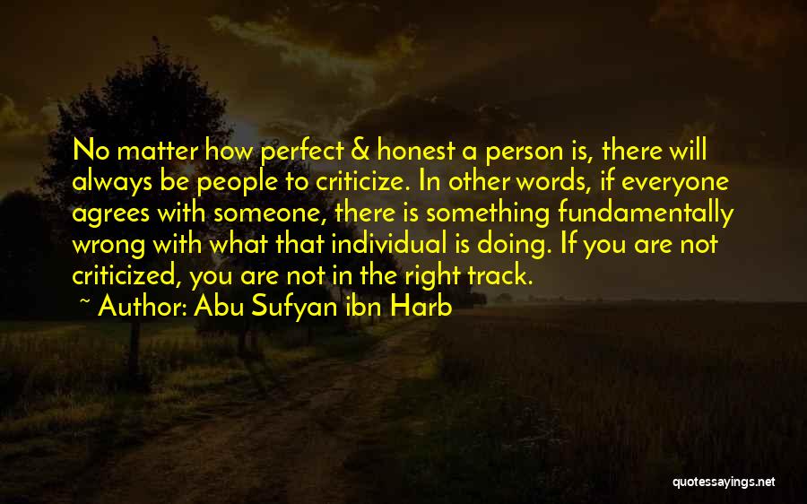 Abu Sufyan Ibn Harb Quotes: No Matter How Perfect & Honest A Person Is, There Will Always Be People To Criticize. In Other Words, If