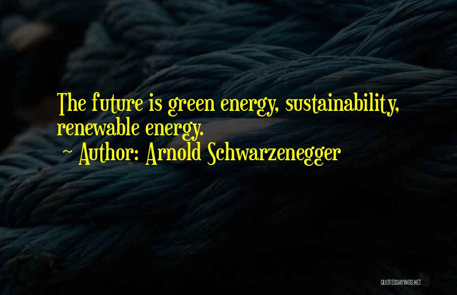 Arnold Schwarzenegger Quotes: The Future Is Green Energy, Sustainability, Renewable Energy.