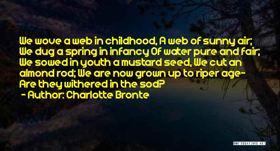 Charlotte Bronte Quotes: We Wove A Web In Childhood, A Web Of Sunny Air; We Dug A Spring In Infancy Of Water Pure