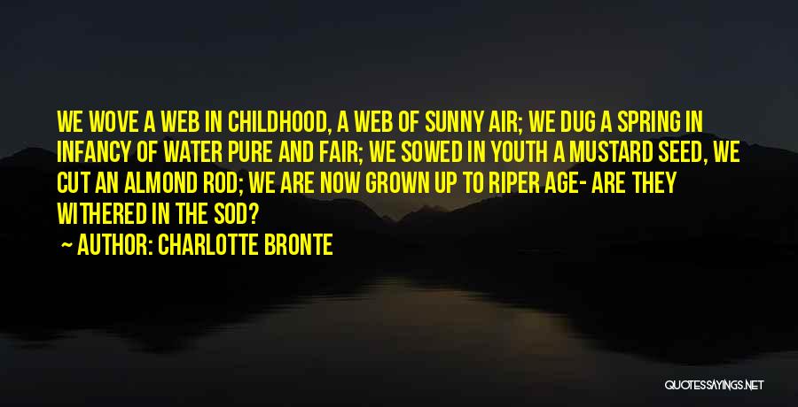 Charlotte Bronte Quotes: We Wove A Web In Childhood, A Web Of Sunny Air; We Dug A Spring In Infancy Of Water Pure