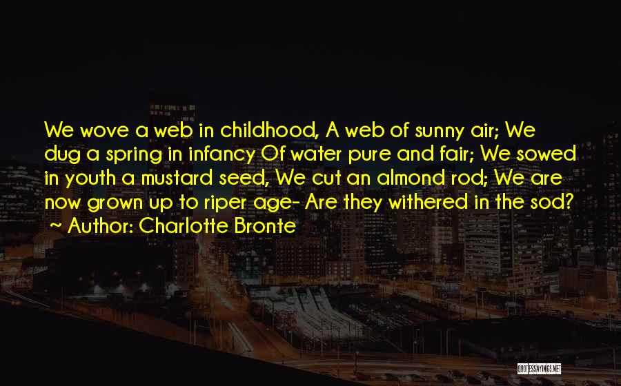 Charlotte Bronte Quotes: We Wove A Web In Childhood, A Web Of Sunny Air; We Dug A Spring In Infancy Of Water Pure