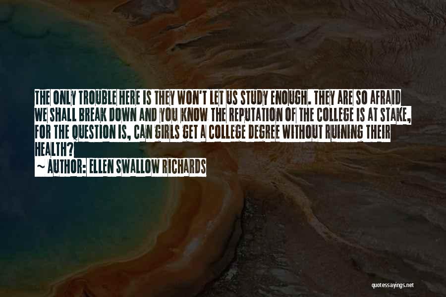 Ellen Swallow Richards Quotes: The Only Trouble Here Is They Won't Let Us Study Enough. They Are So Afraid We Shall Break Down And