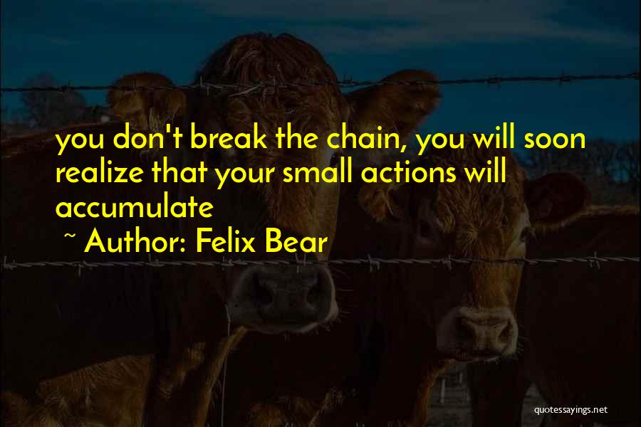 Felix Bear Quotes: You Don't Break The Chain, You Will Soon Realize That Your Small Actions Will Accumulate