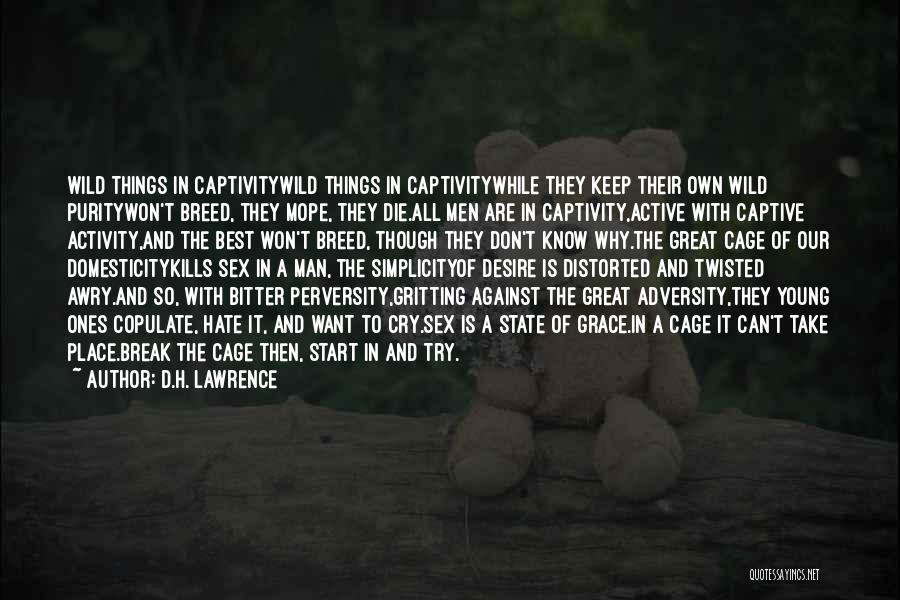 D.H. Lawrence Quotes: Wild Things In Captivitywild Things In Captivitywhile They Keep Their Own Wild Puritywon't Breed, They Mope, They Die.all Men Are