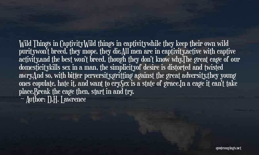 D.H. Lawrence Quotes: Wild Things In Captivitywild Things In Captivitywhile They Keep Their Own Wild Puritywon't Breed, They Mope, They Die.all Men Are