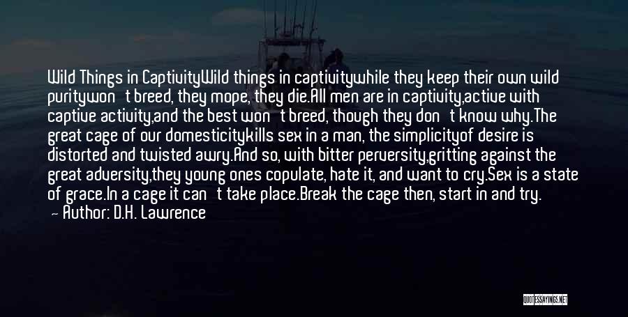 D.H. Lawrence Quotes: Wild Things In Captivitywild Things In Captivitywhile They Keep Their Own Wild Puritywon't Breed, They Mope, They Die.all Men Are