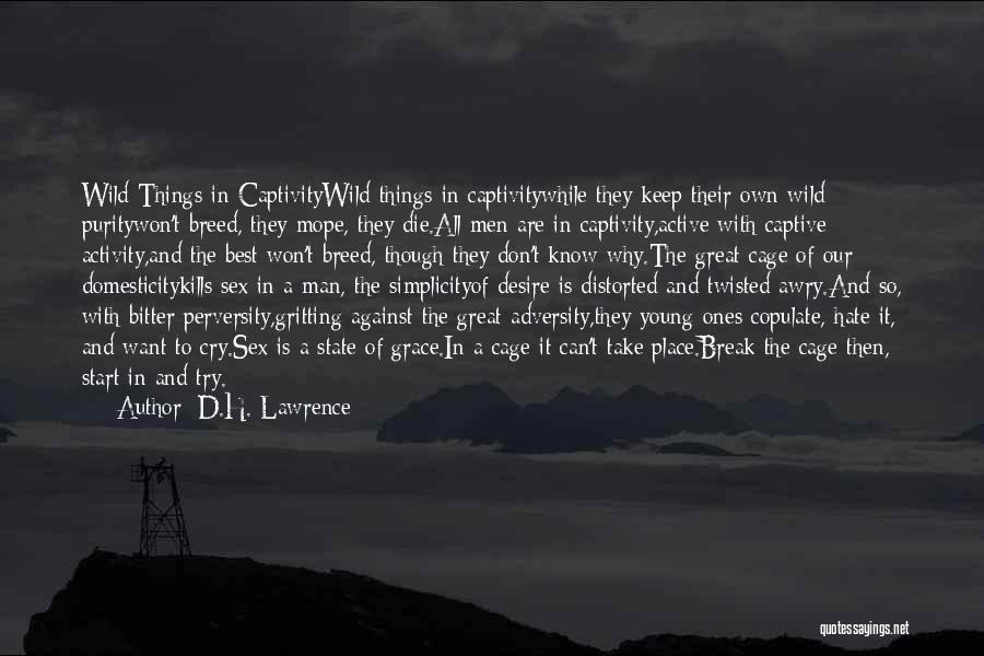 D.H. Lawrence Quotes: Wild Things In Captivitywild Things In Captivitywhile They Keep Their Own Wild Puritywon't Breed, They Mope, They Die.all Men Are