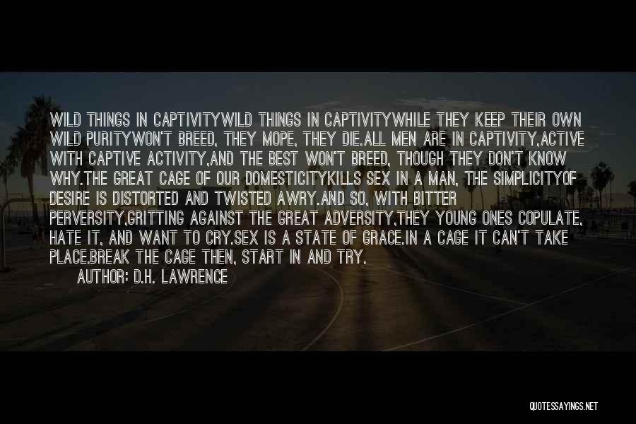 D.H. Lawrence Quotes: Wild Things In Captivitywild Things In Captivitywhile They Keep Their Own Wild Puritywon't Breed, They Mope, They Die.all Men Are