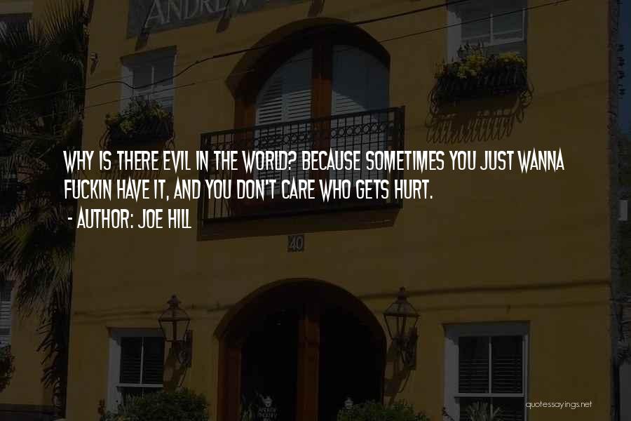 Joe Hill Quotes: Why Is There Evil In The World? Because Sometimes You Just Wanna Fuckin Have It, And You Don't Care Who