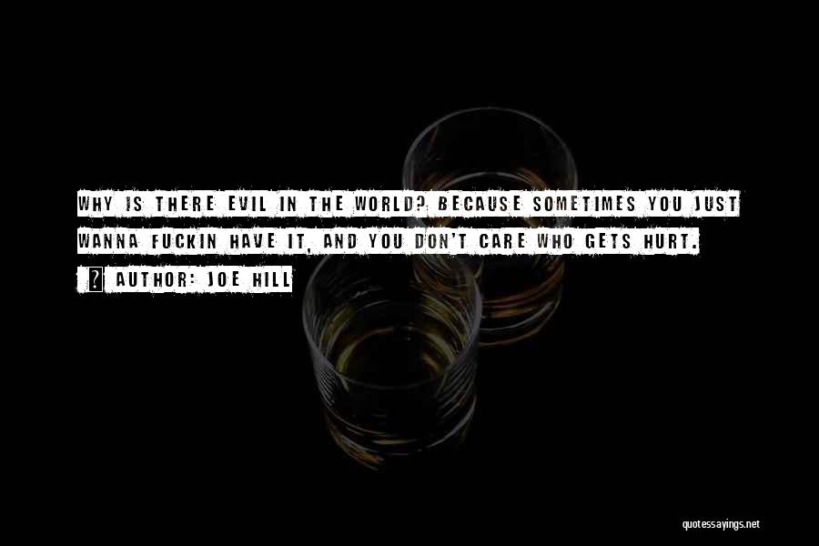 Joe Hill Quotes: Why Is There Evil In The World? Because Sometimes You Just Wanna Fuckin Have It, And You Don't Care Who
