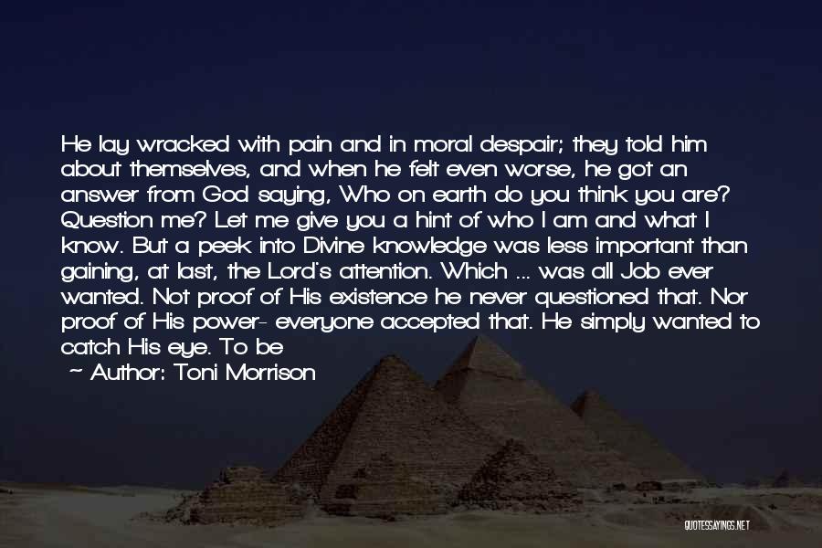 Toni Morrison Quotes: He Lay Wracked With Pain And In Moral Despair; They Told Him About Themselves, And When He Felt Even Worse,