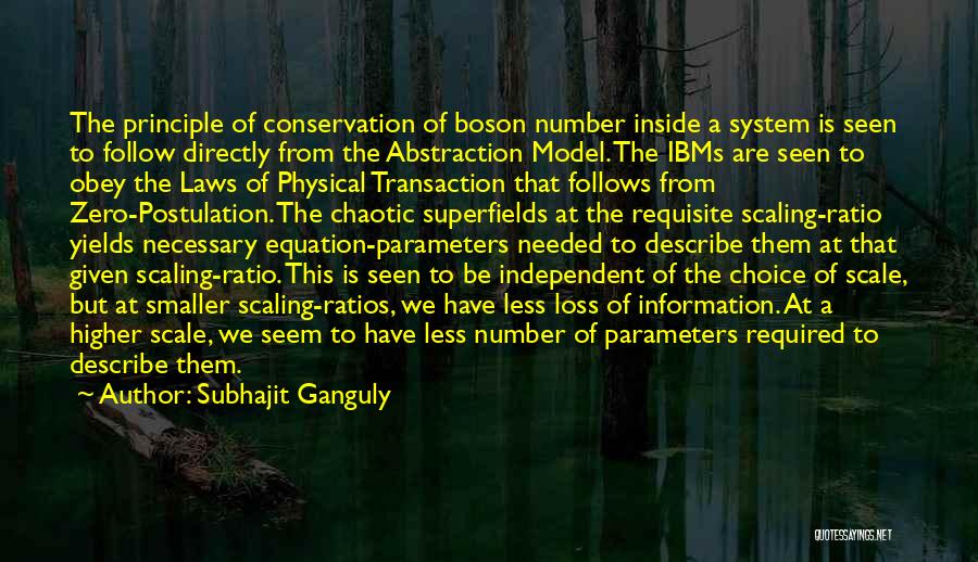 Subhajit Ganguly Quotes: The Principle Of Conservation Of Boson Number Inside A System Is Seen To Follow Directly From The Abstraction Model. The