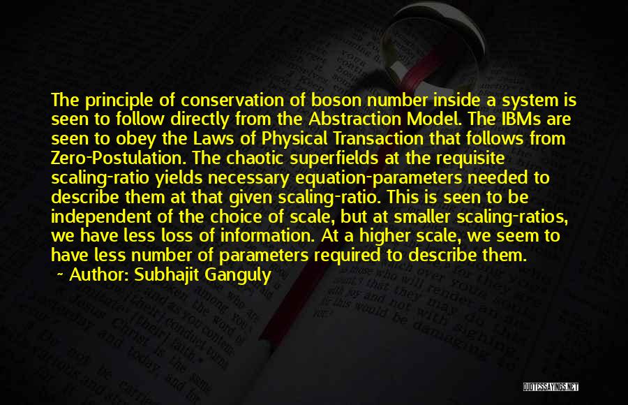 Subhajit Ganguly Quotes: The Principle Of Conservation Of Boson Number Inside A System Is Seen To Follow Directly From The Abstraction Model. The