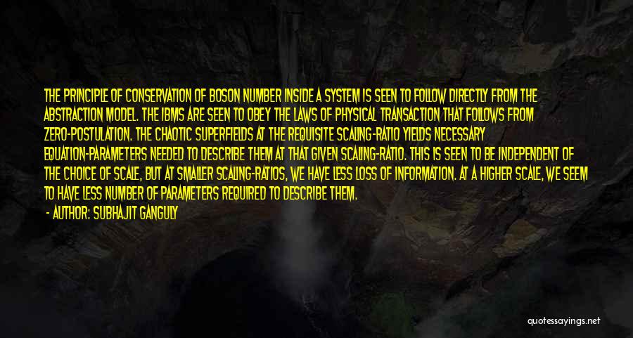 Subhajit Ganguly Quotes: The Principle Of Conservation Of Boson Number Inside A System Is Seen To Follow Directly From The Abstraction Model. The